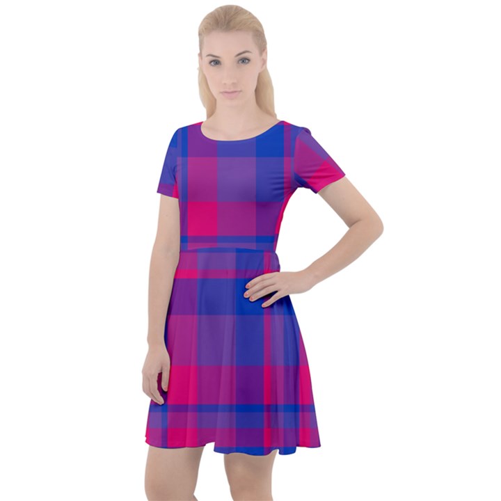 Bisexualplaid Cap Sleeve Velour Dress 