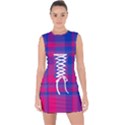 Bisexualplaid Lace Up Front Bodycon Dress View1