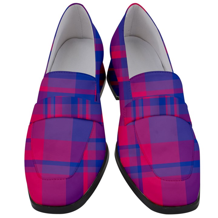 Bisexual plaid Women s Chunky Heel Loafers