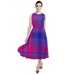 Bisexual Plaid Round Neck Boho Dress