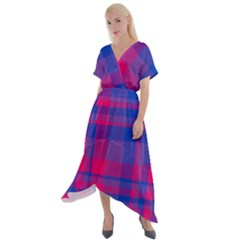 Bisexual Plaid Cross Front Sharkbite Hem Maxi Dress by NanaLeonti