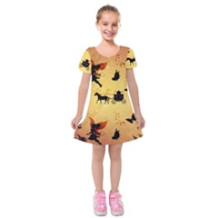 Cute Fairy Tal Pattern Kids  Short Sleeve Velvet Dress by FantasyWorld7