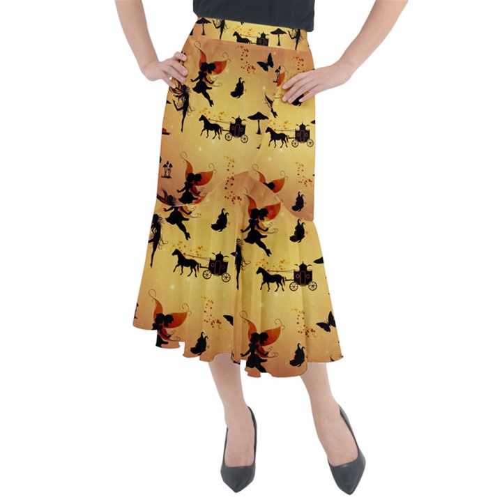 Cute Fairy Tal Pattern Midi Mermaid Skirt