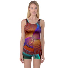 Lines Rays Background Light Rainbow One Piece Boyleg Swimsuit by Bajindul