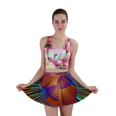 Lines Rays Background Light Rainbow Mini Skirt by Bajindul