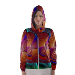 Lines Rays Background Light Rainbow Women s Hooded Windbreaker