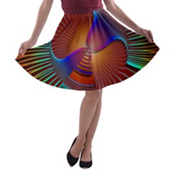 Lines Rays Background Light Rainbow A-line Skater Skirt by Bajindul