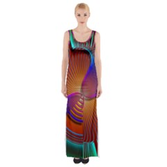 Lines Rays Background Light Rainbow Thigh Split Maxi Dress