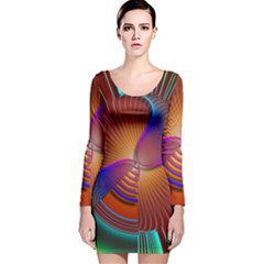 Lines Rays Background Light Rainbow Long Sleeve Velvet Bodycon Dress