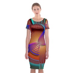 Lines Rays Background Light Rainbow Classic Short Sleeve Midi Dress by Bajindul