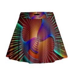 Lines Rays Background Light Rainbow Mini Flare Skirt by Bajindul