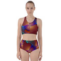 Lines Rays Background Light Rainbow Racer Back Bikini Set by Bajindul