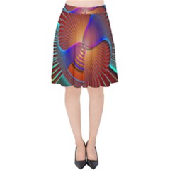 Lines Rays Background Light Rainbow Velvet High Waist Skirt by Bajindul