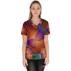 Lines Rays Background Light Rainbow Women s V-neck Scrub Top by Bajindul