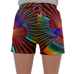 Lines Rays Background Light Rainbow Sleepwear Shorts by Bajindul