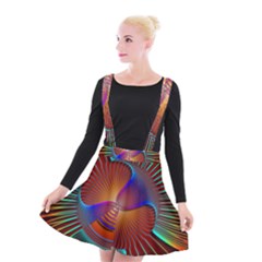 Lines Rays Background Light Rainbow Suspender Skater Skirt