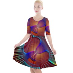 Lines Rays Background Light Rainbow Quarter Sleeve A-line Dress by Bajindul