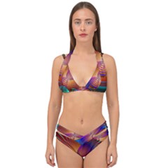 Lines Rays Background Light Rainbow Double Strap Halter Bikini Set by Bajindul