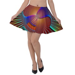 Lines Rays Background Light Rainbow Velvet Skater Skirt