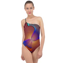 Lines Rays Background Light Rainbow Classic One Shoulder Swimsuit by Bajindul