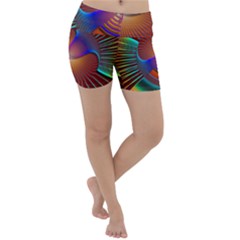 Lines Rays Background Light Rainbow Lightweight Velour Yoga Shorts by Bajindul