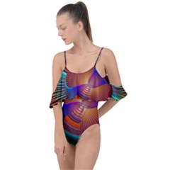 Lines Rays Background Light Rainbow Drape Piece Swimsuit