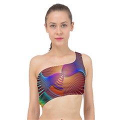 Lines Rays Background Light Rainbow Spliced Up Bikini Top  by Bajindul