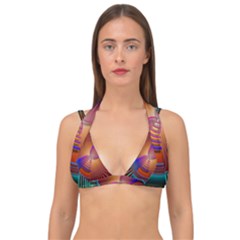 Lines Rays Background Light Rainbow Double Strap Halter Bikini Top by Bajindul