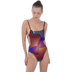 Lines Rays Background Light Rainbow Tie Strap One Piece Swimsuit