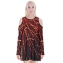 Fireworks Red Orange Yellow Velvet Long Sleeve Shoulder Cutout Dress View1