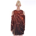 Fireworks Red Orange Yellow Velvet Long Sleeve Shoulder Cutout Dress View2