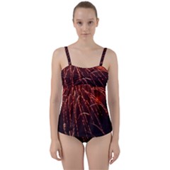 Fireworks Red Orange Yellow Twist Front Tankini Set by Bajindul