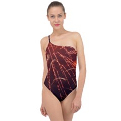 Fireworks Red Orange Yellow Classic One Shoulder Swimsuit by Bajindul