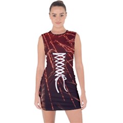 Fireworks Red Orange Yellow Lace Up Front Bodycon Dress