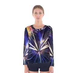 Fireworks Rocket Night Lights Women s Long Sleeve Tee