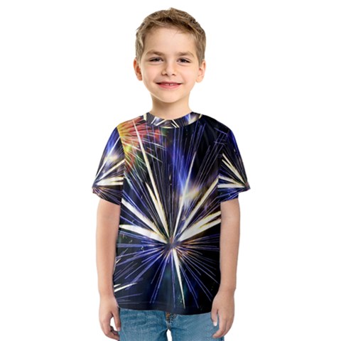 Fireworks Rocket Night Lights Kids  Sport Mesh Tee by HermanTelo