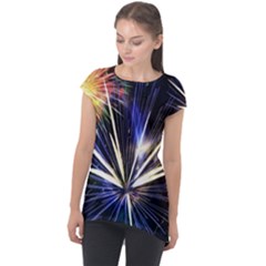 Fireworks Rocket Night Lights Cap Sleeve High Low Top by HermanTelo