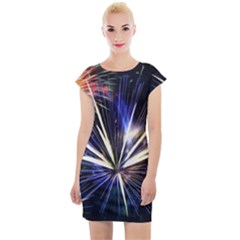 Fireworks Rocket Night Lights Cap Sleeve Bodycon Dress