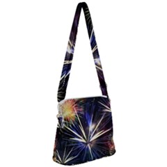 Fireworks Rocket Night Lights Zipper Messenger Bag