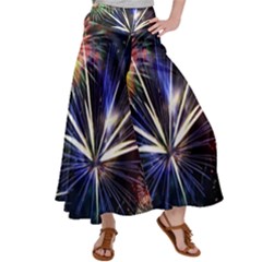 Fireworks Rocket Night Lights Satin Palazzo Pants by HermanTelo