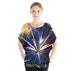 Fireworks Rocket Night Lights Batwing Chiffon Blouse