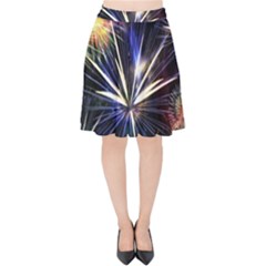 Fireworks Rocket Night Lights Velvet High Waist Skirt