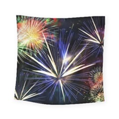 Fireworks Rocket Night Lights Square Tapestry (small)