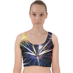 Fireworks Rocket Night Lights Velvet Racer Back Crop Top