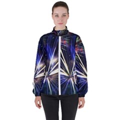 Fireworks Rocket Night Lights Women s High Neck Windbreaker by HermanTelo