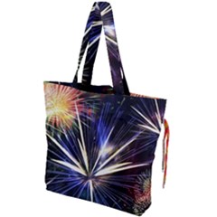 Fireworks Rocket Night Lights Drawstring Tote Bag by HermanTelo