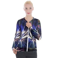 Fireworks Rocket Night Lights Casual Zip Up Jacket