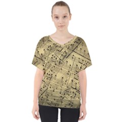 Music Nuts Sheet V-neck Dolman Drape Top