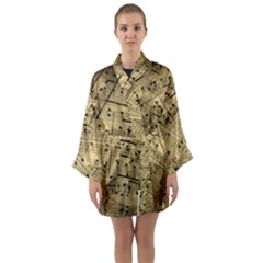 Music Nuts Sheet Long Sleeve Satin Kimono by Mariart