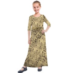 Music Nuts Sheet Kids  Quarter Sleeve Maxi Dress